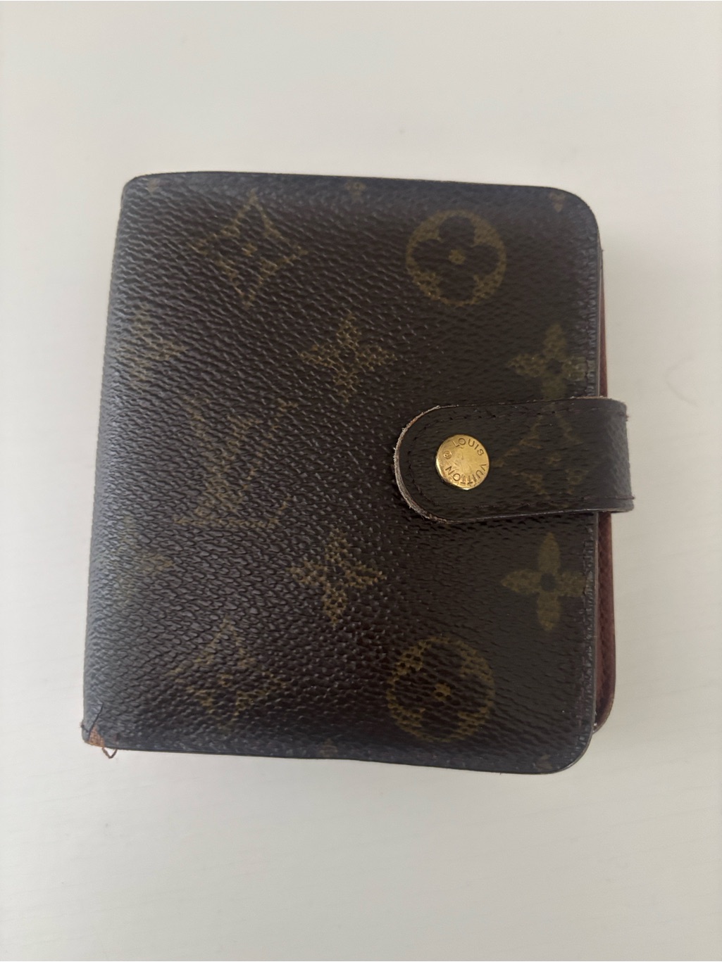 Louis Vuitton Monogram Canvas Small Wallet In Dark Brown And Gold